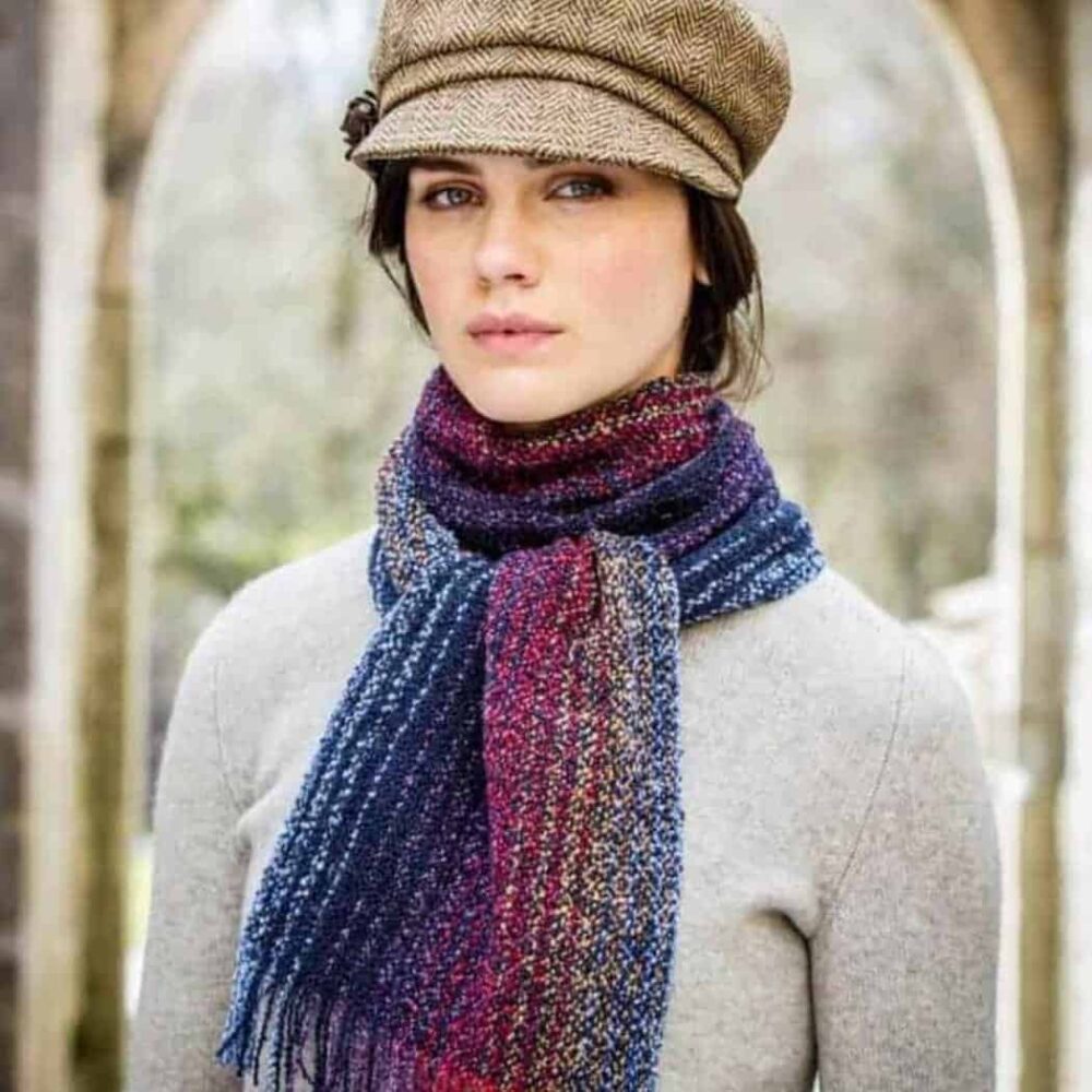 Merino Wool Skellig Scarf For Women - Blue/Purple/Red/Tan