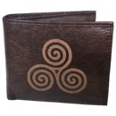 Leather wallet for men, Celtic Spiral design. 100% Real Leather.