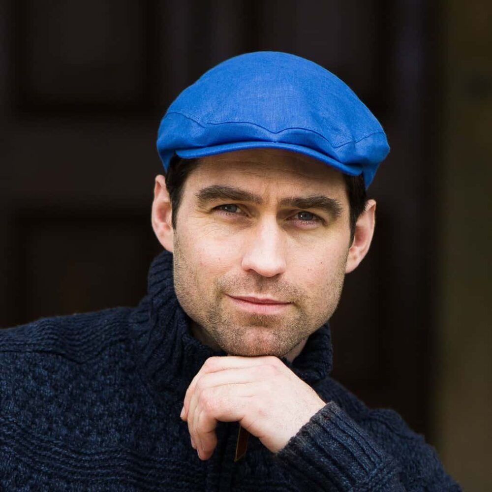Traditional Irish Summer Linen Cap - Blue