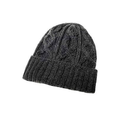 Diamond Cable Knit Hat - Gray