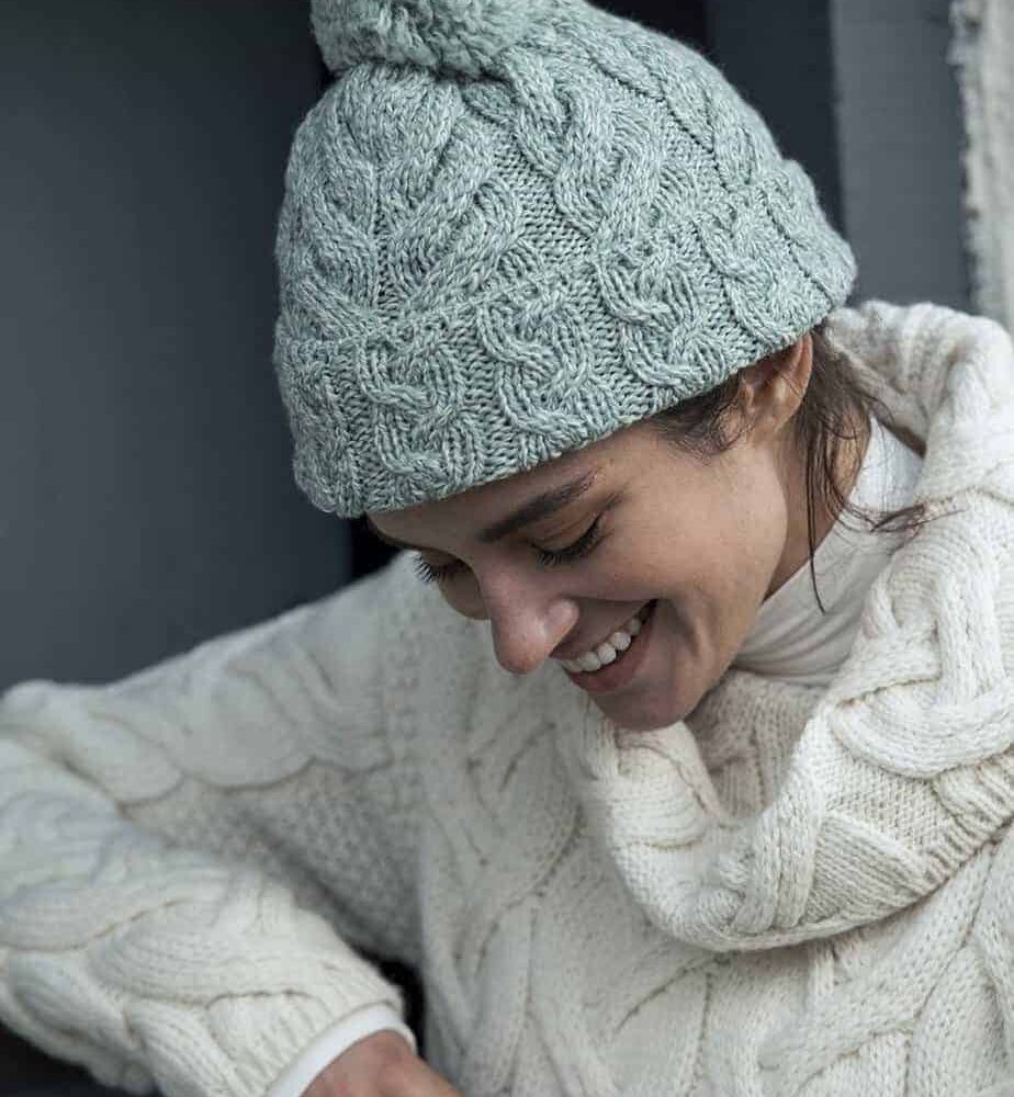 Super Soft Green Merino Wool Hat with PomPom