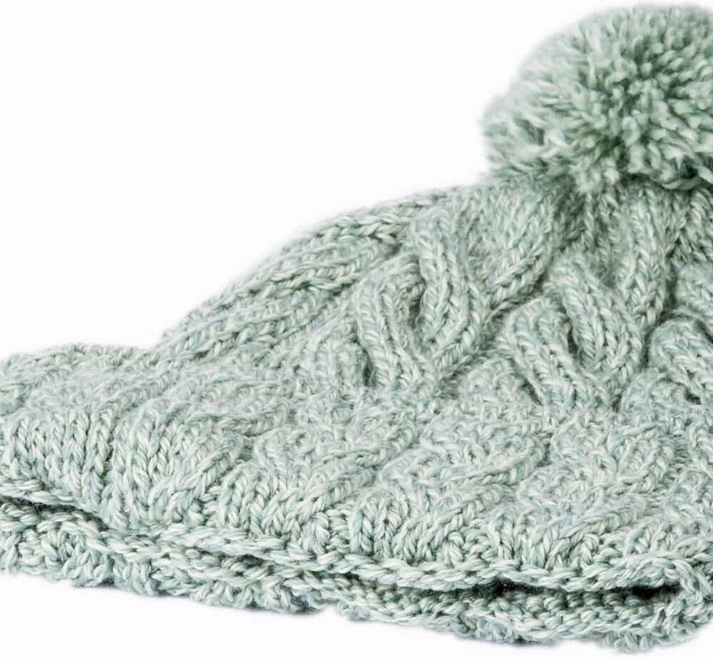 Super Soft Merino Wool Hat with Pom-Pom - Ocean Mist