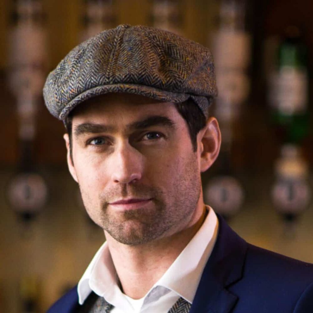 Irish Tweed Gatsby Cap - Gray Herringbone