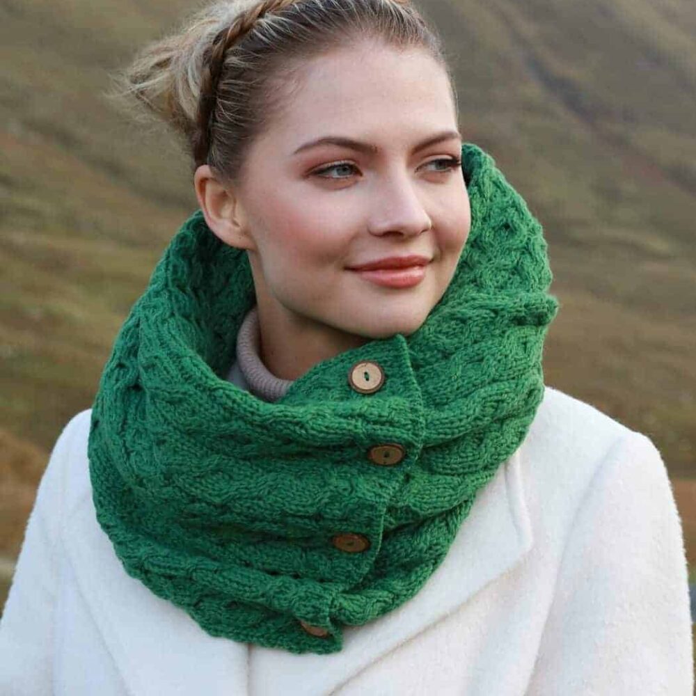 Irish Wool Snood Scarf - Green