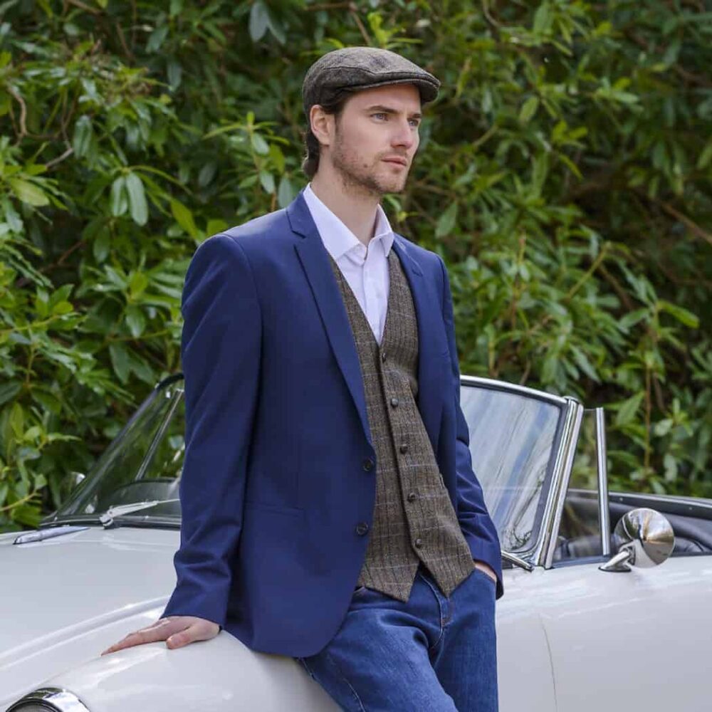 Irish Tweed Vest for Men - Brown Plaid