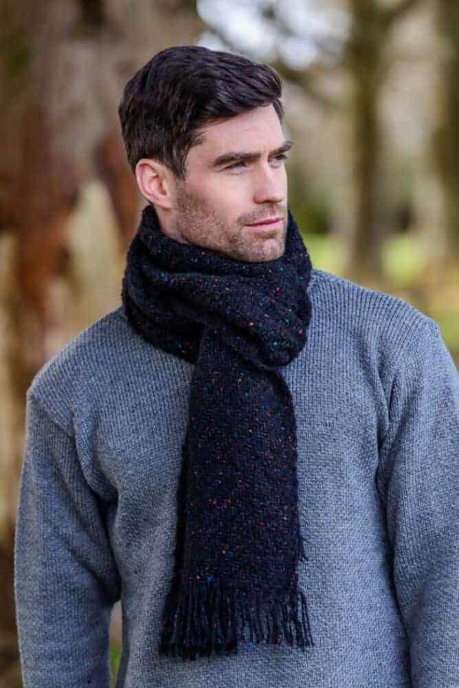 Irish Kells Scarf for Men Black Celtic Clothing Company