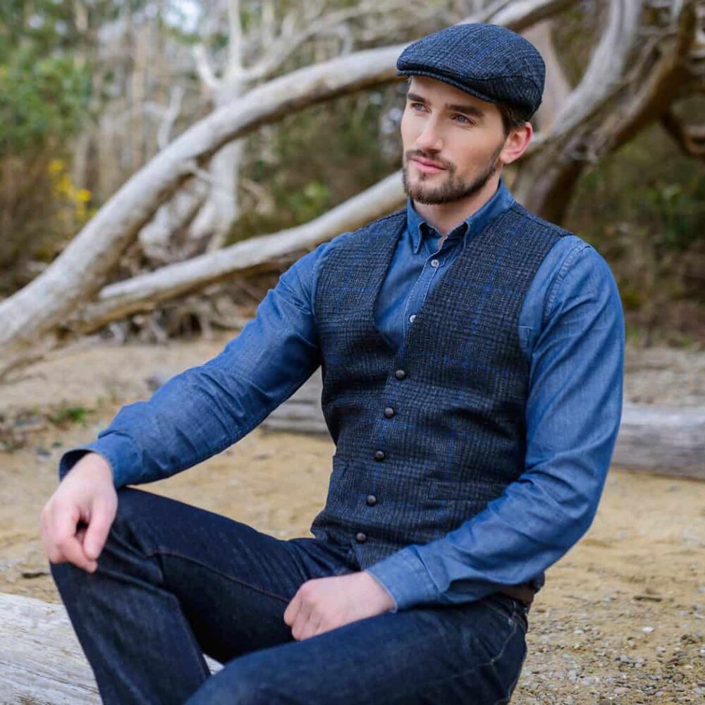 Irish Tweed Vest and Flat Cap - Thin Blue Line
