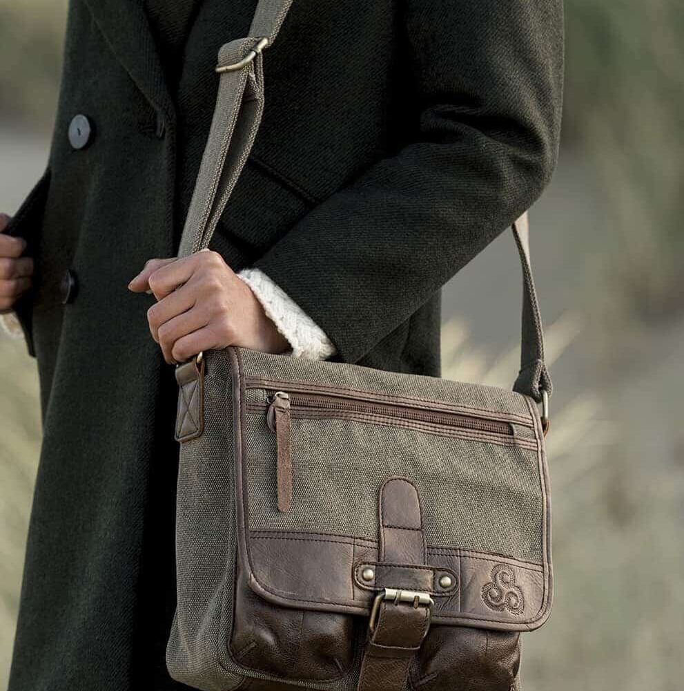 Classic Canvas and Leather Crossbody Handbag