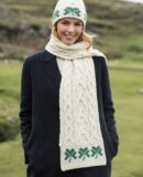 Ladies Shamrock Wool Scarf and Hat Set