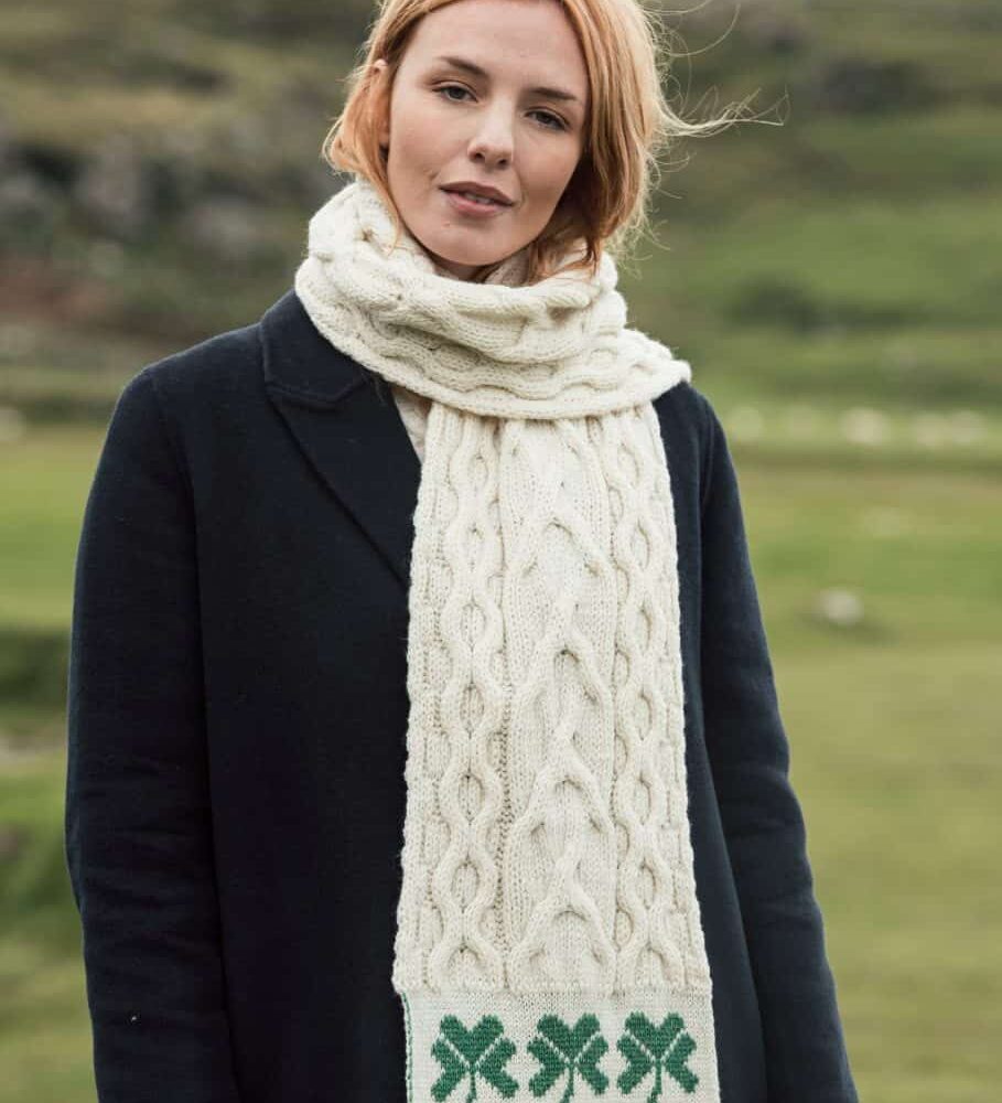Ladies Irish Wool Shamrock Scarf
