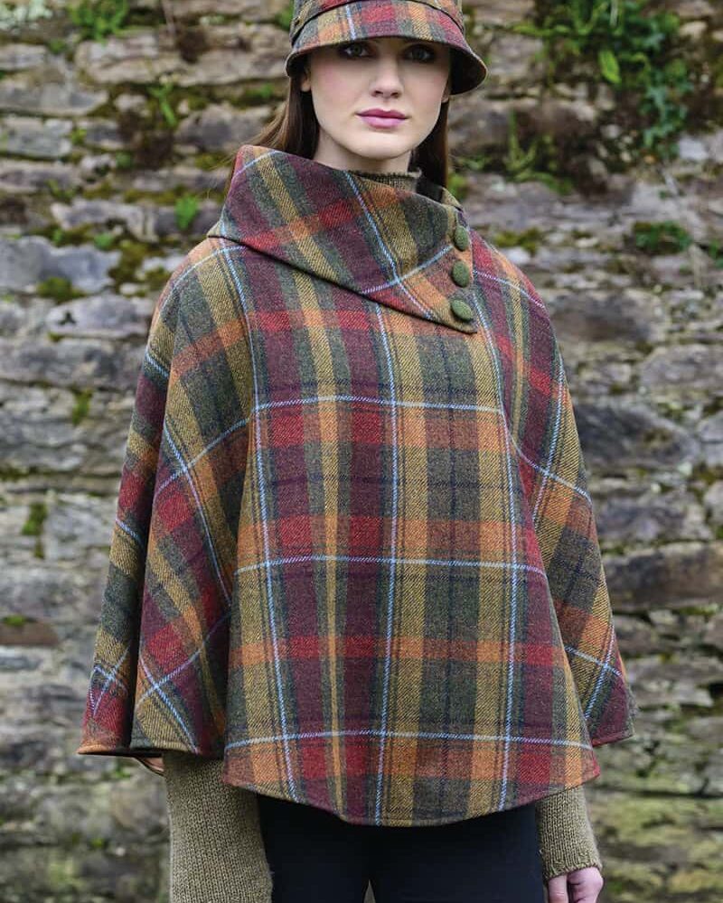 Women's Irish Poncho - Sunset Harvest