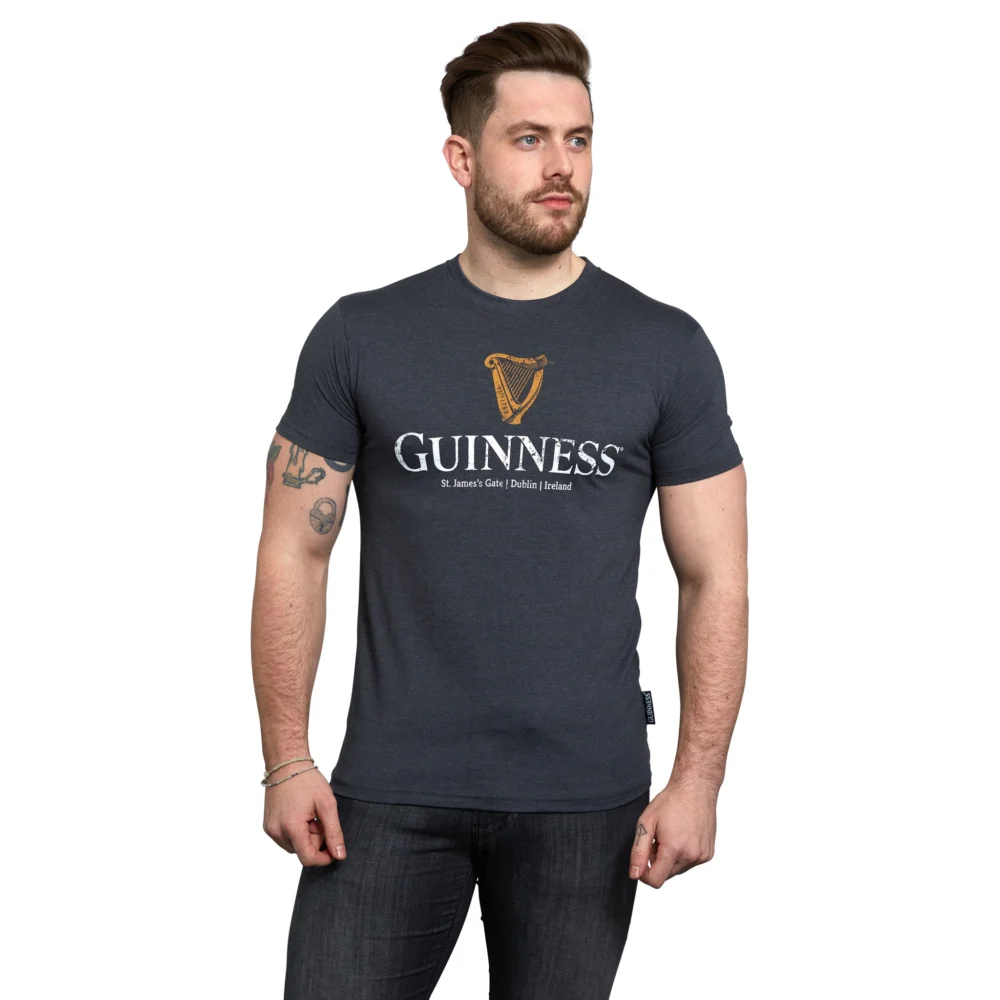 Guinness Distressed Harp T-Shirt - Navy