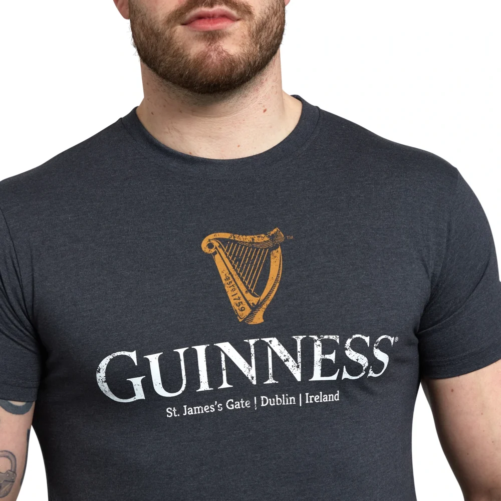 Guinness Distressed T-Shirt  - Navy