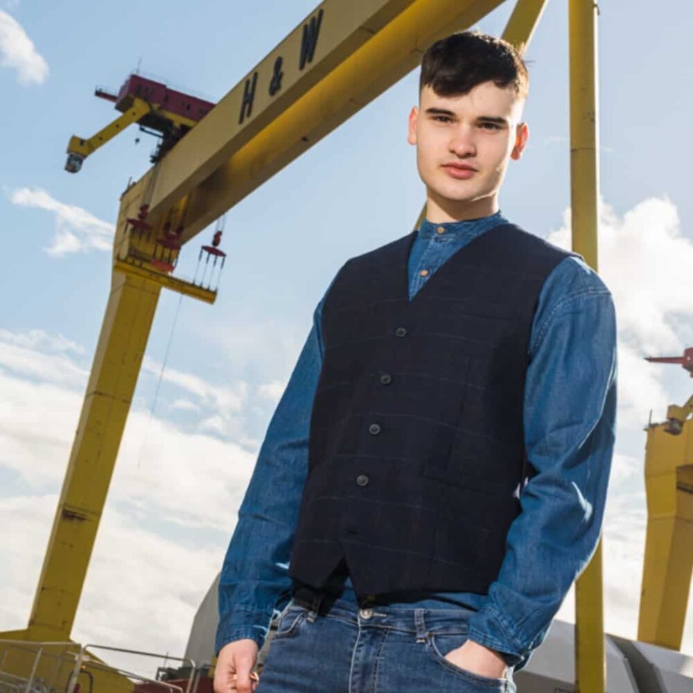 Irish Tweed Vest - Blue Check Design