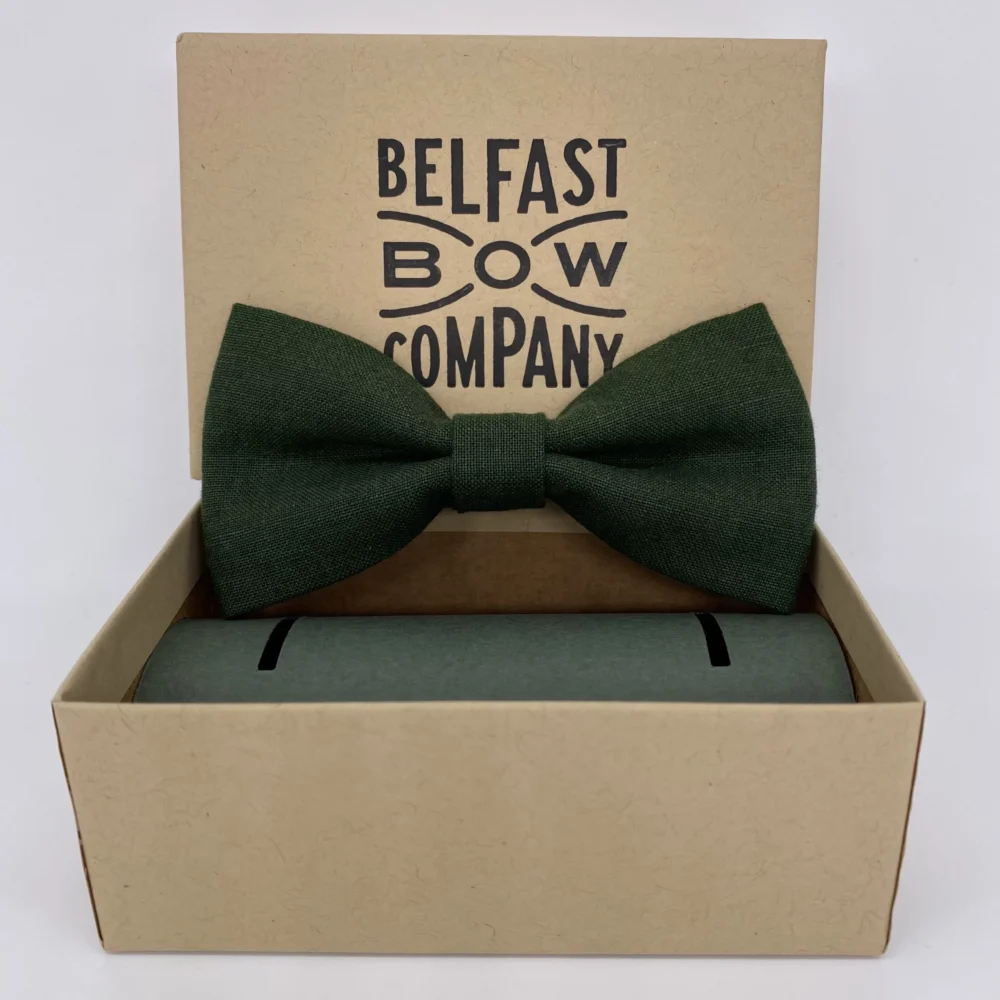 Classic Irish Linen Pre-tied Bow Tie - Green