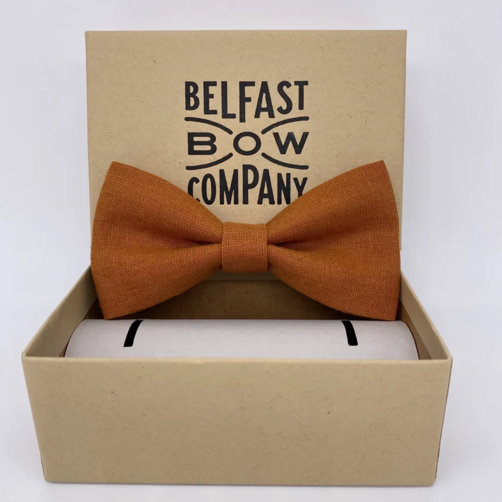 Classic Irish Linen Pre-tied Bow Tie - Orange