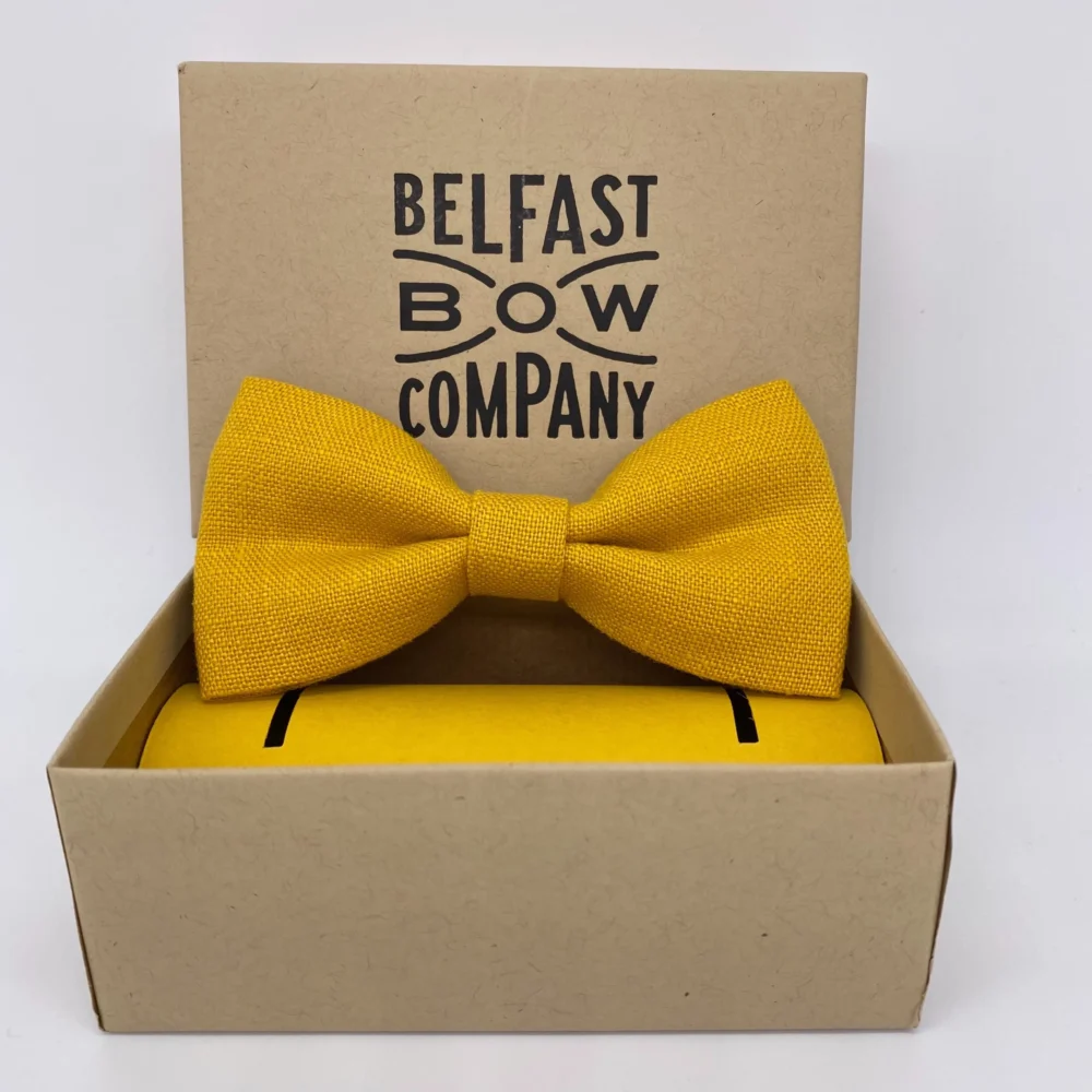 Classic Irish Linen Pre-tied Bow Tie - Yellow