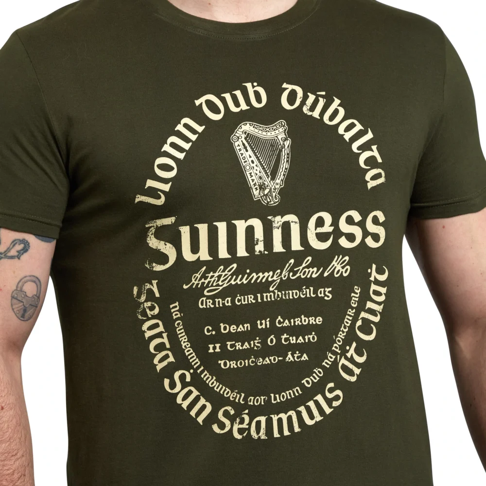 Guinness Gaelic T-Shirt - Khaki GreenKhaki