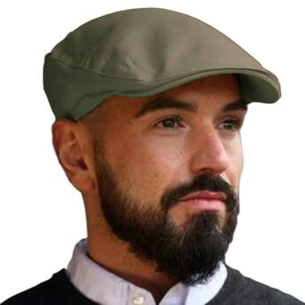 Classic Irish Linen Flat Cap - Khaki Green