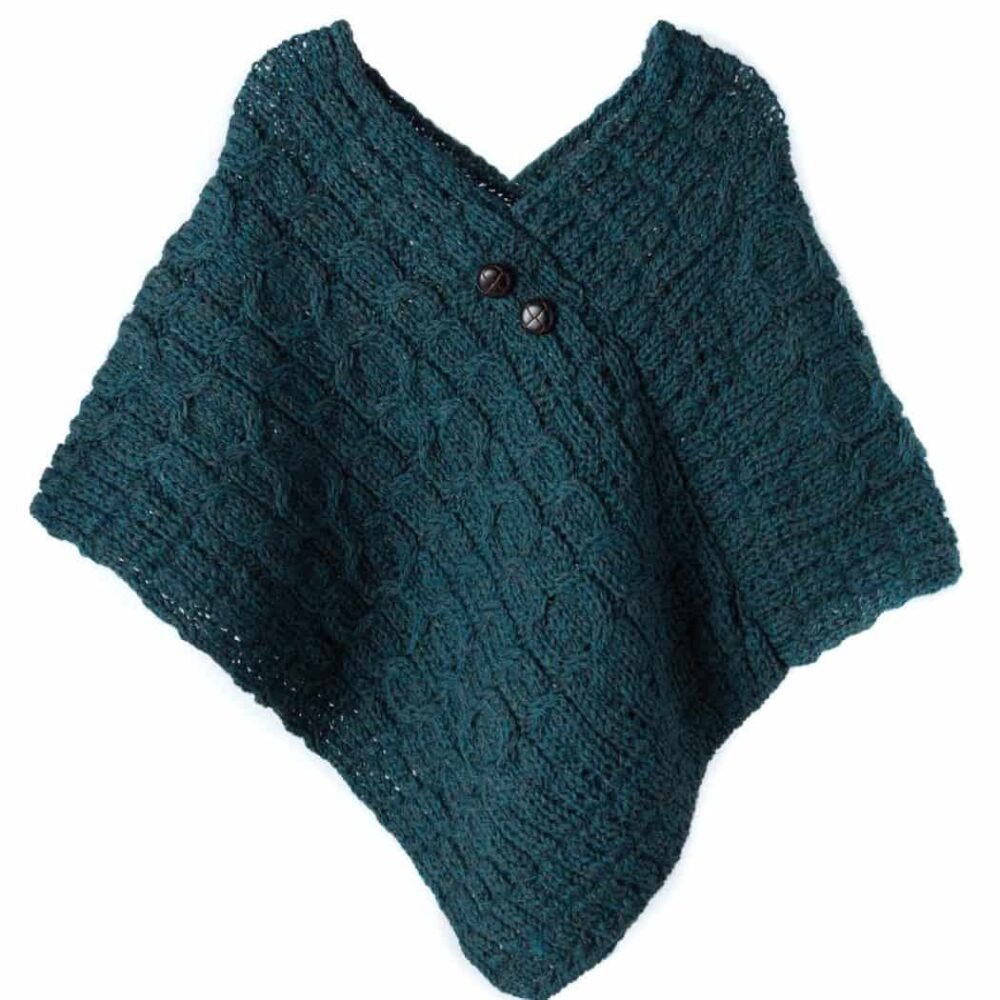 Child's Irish Heritage Wool Poncho - Blue