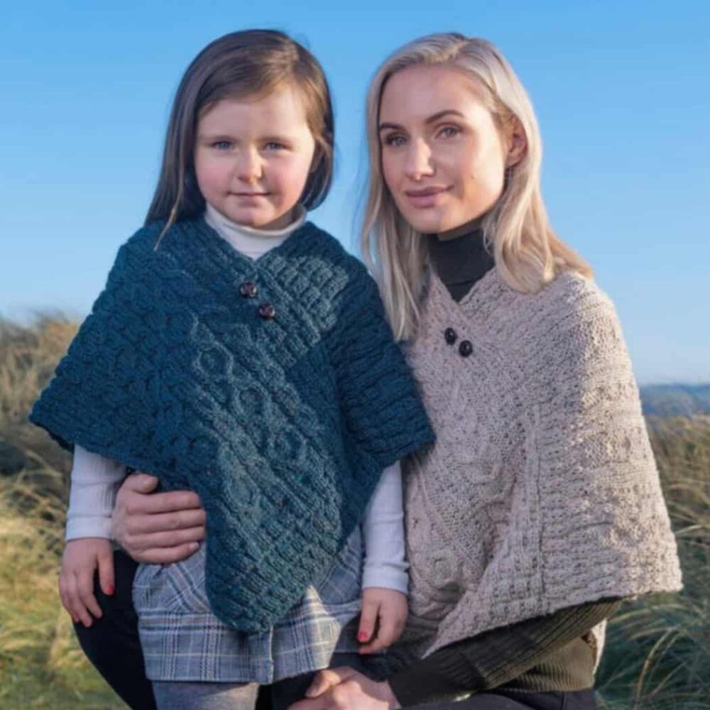 Child's Irish Heritage Wool Poncho - Blue