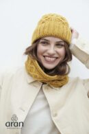 Diamond Cable Knit Hat - Yellow
