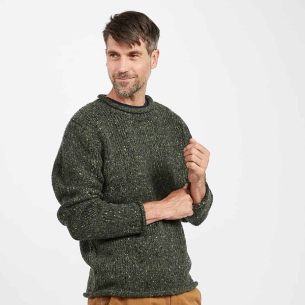 Irish Roll-Neck Fisherman Sweater – Green