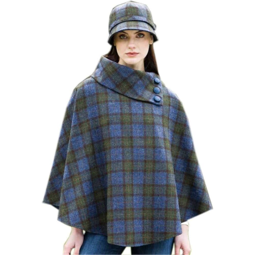 Ladies' Irish Tweed Poncho - Scots-Irish Plaid Design