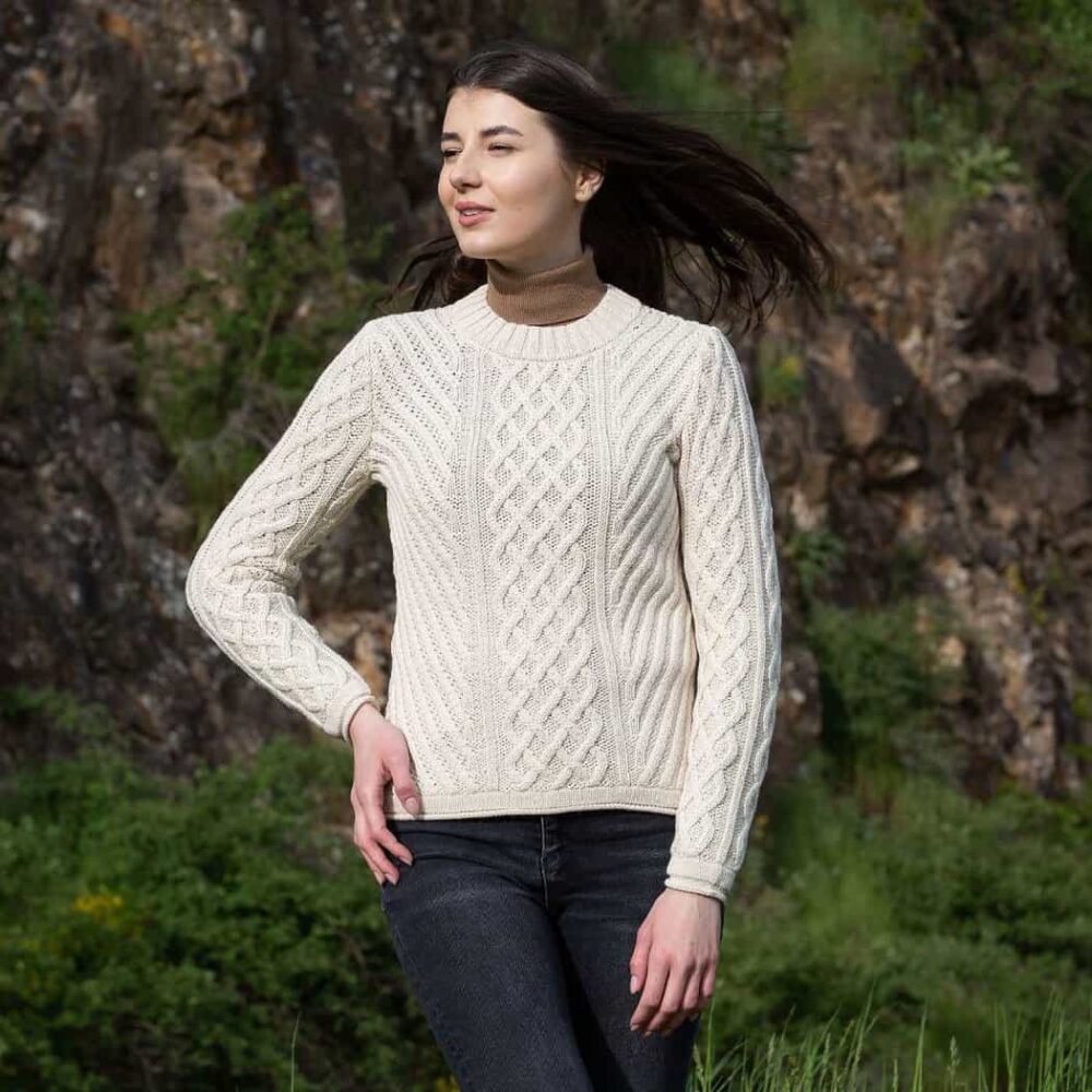 Ladies Irish Tunic Sweater - Natural