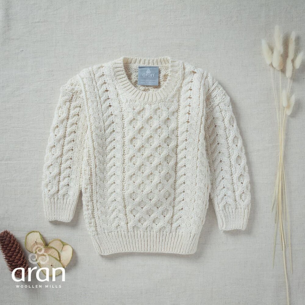 Child's Irish Aran Merino Crew Sweater - Extra Soft