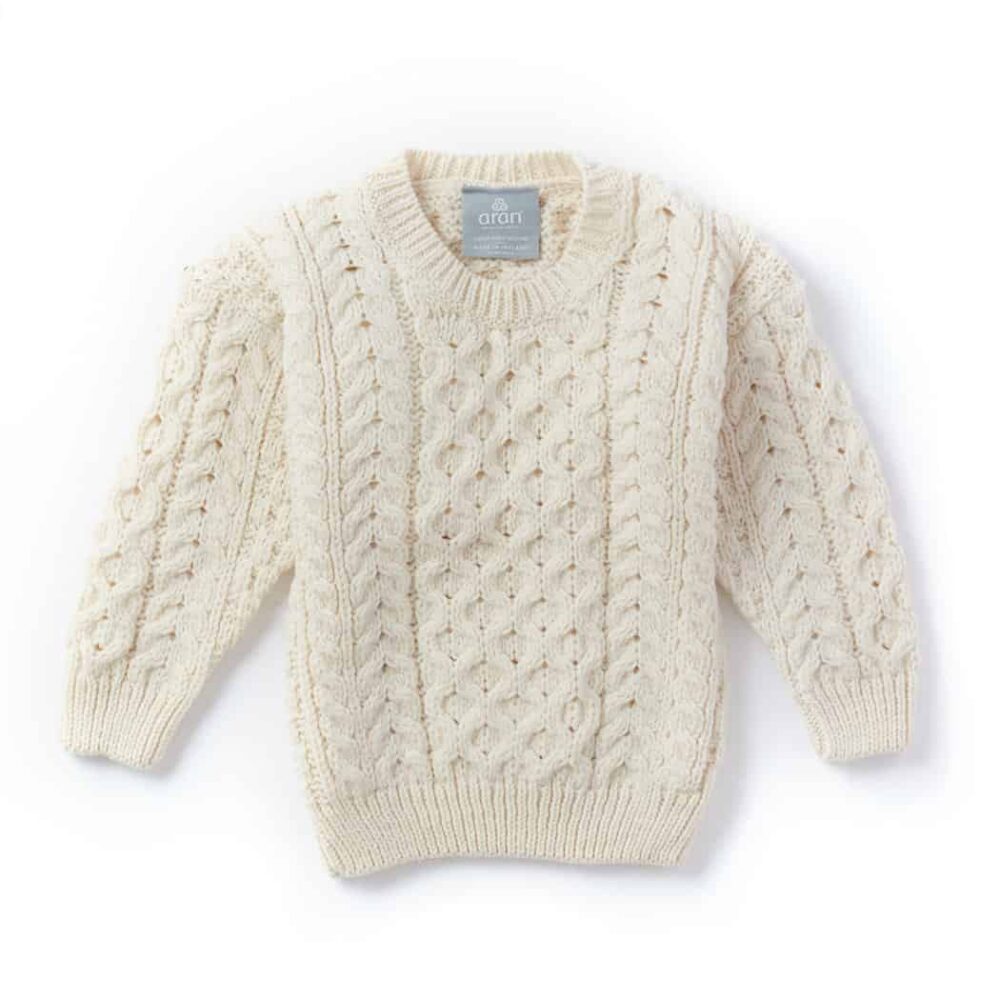 Child's Irish Aran Merino Crew Sweater - Extra Soft