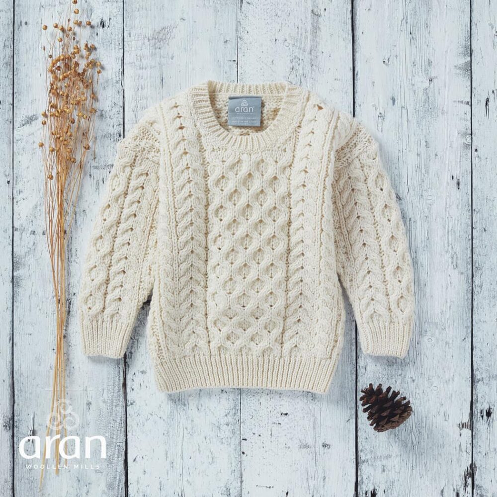 Child's Irish Aran Merino Crew Sweater - Extra Soft