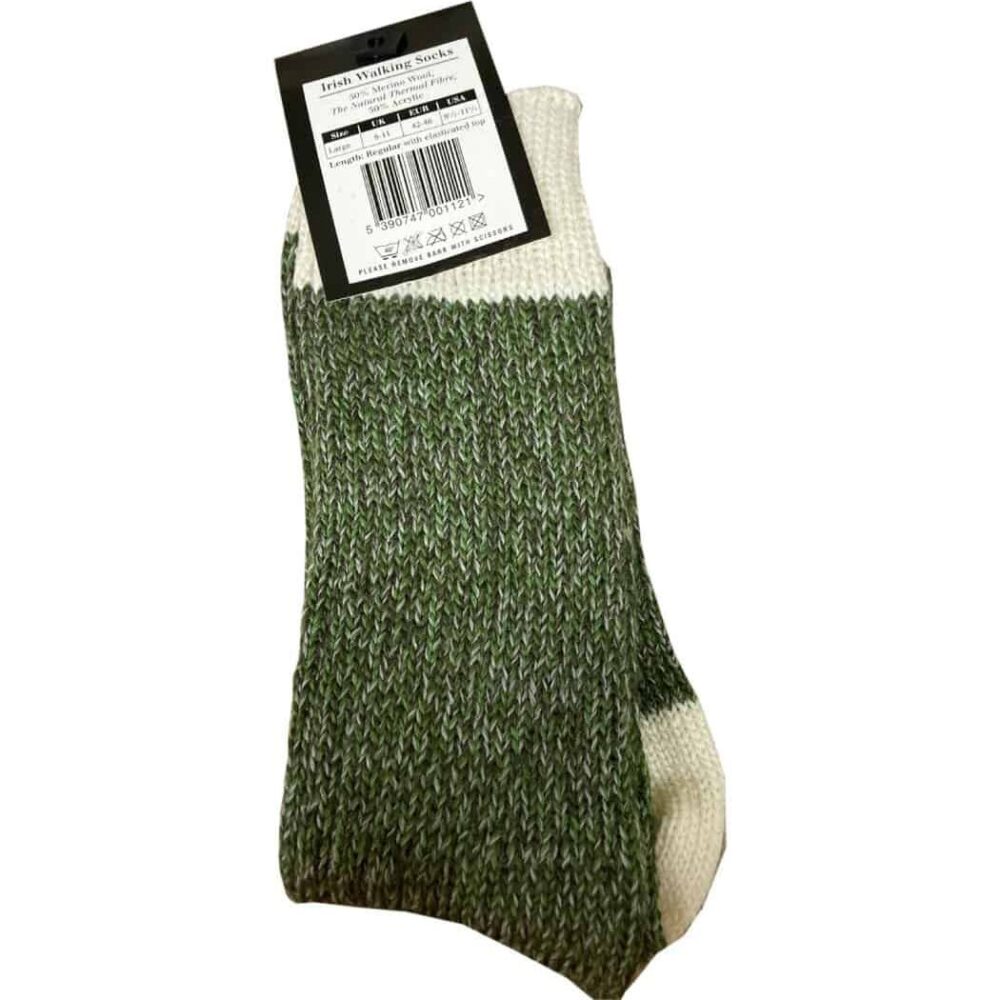 Merino Wool Connemara Socks For Men - Green