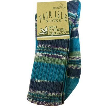 Irish Country - Fair Isle Socks - Turquoise