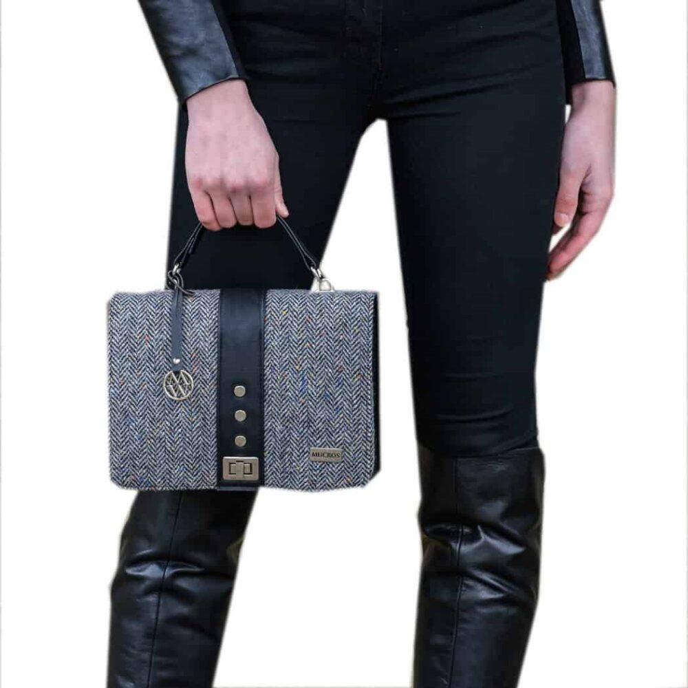 Ladies' Irish Fiona Handbag - Gray Herringbone