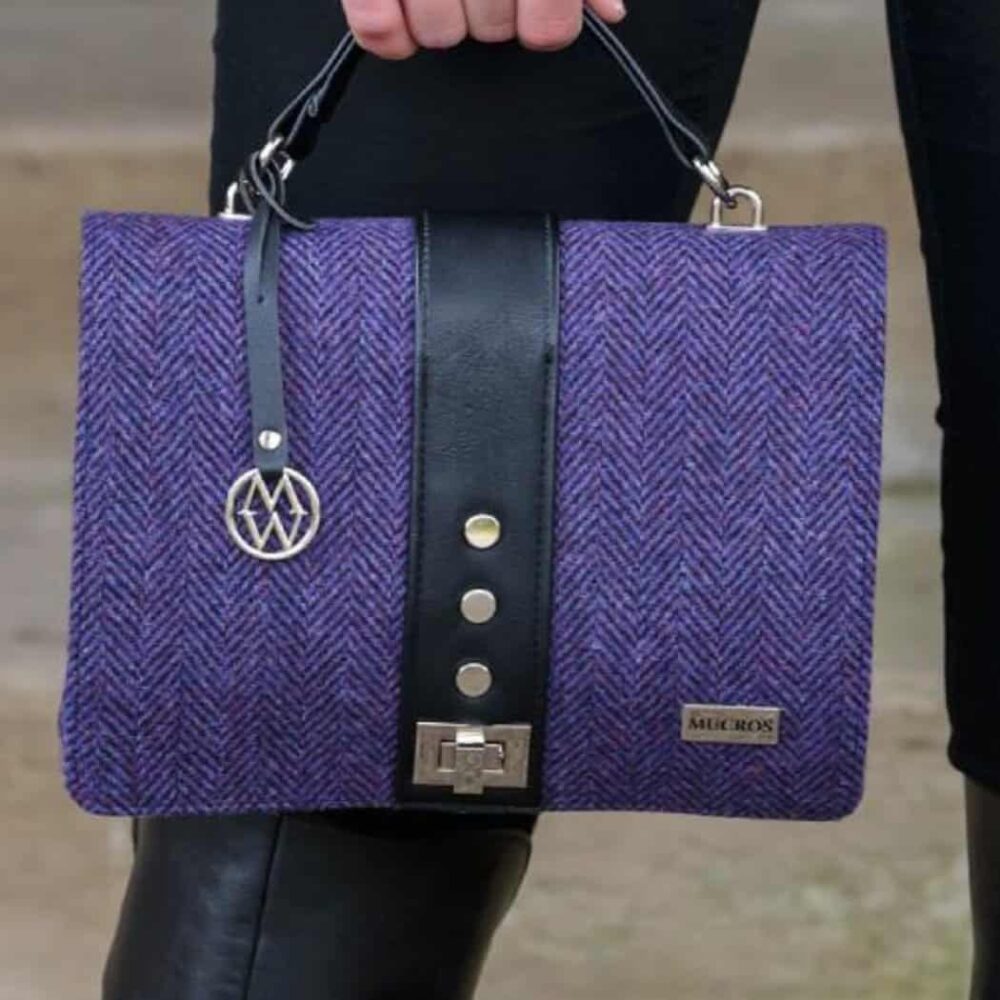 Ladies' Irish Fiona Handbag - Purple Herringbone