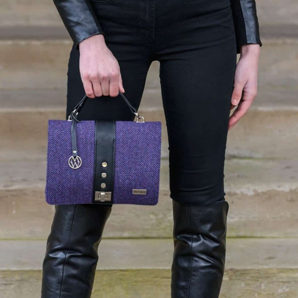Ladies' Irish Fiona Handbag - Purple Herringbone