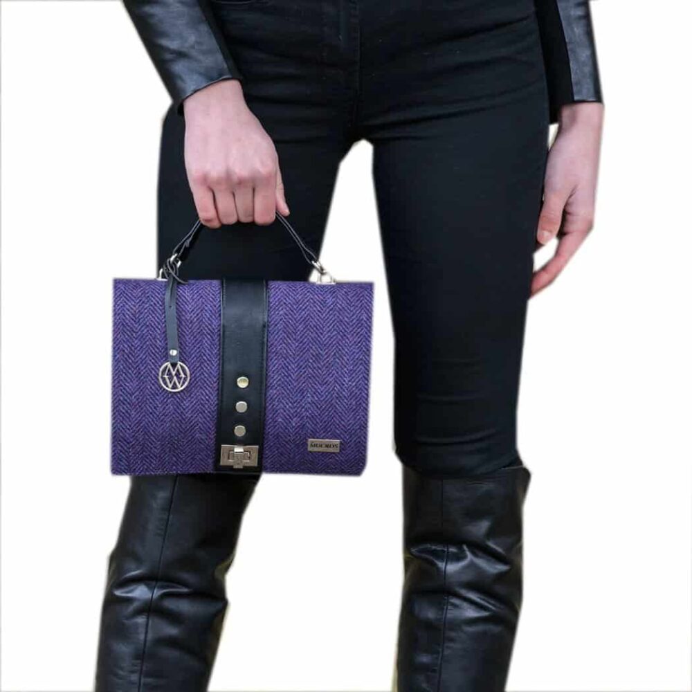 Ladies' Irish Fiona Handbag - Purple Herringbone