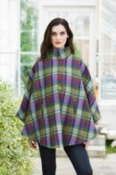 Ladies Irish Wool Plaid Half Zip Poncho