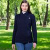 Ladies Irish Cable Knit Side Zip Cardigan - Navy
