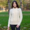Ladies Irish Cable Knit Side Zip Cardigan - Natural