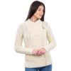 Ladies Irish Cable Knit Side Zip Cardigan - Natural - Image 6