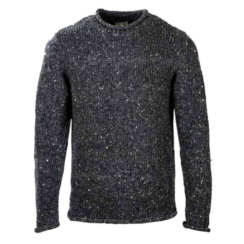 Irish Roll-Neck Fisherman Sweater – Gray