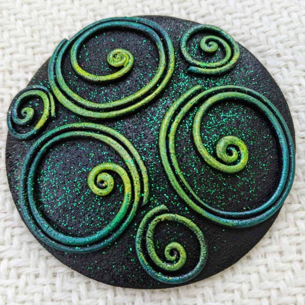 Celtic Spiral Pin - Green