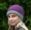 Crochet Turn-Up Beanie Cap - Purple