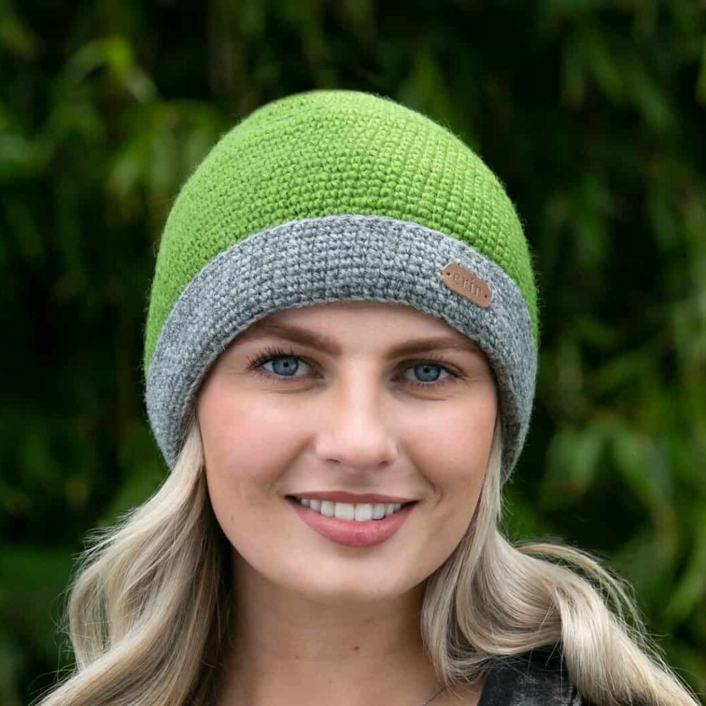 Crochet Turn Up Cap - Moss Green