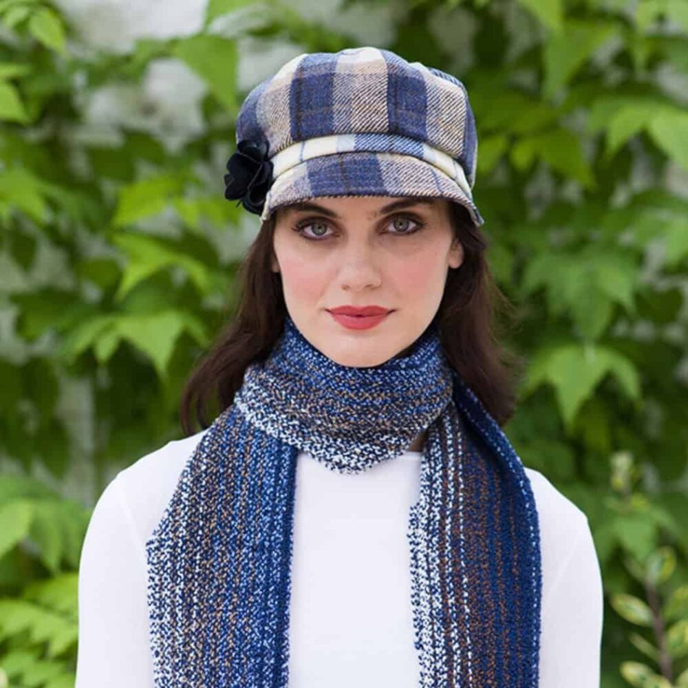 Ladies Irish Wool Newsboy - Blue Plaid