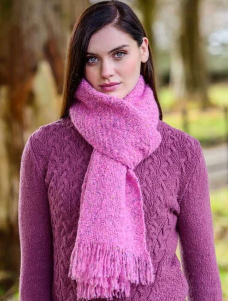 Women's Winter Knit Scarf Kells, Pink Celtic Clothing Company
