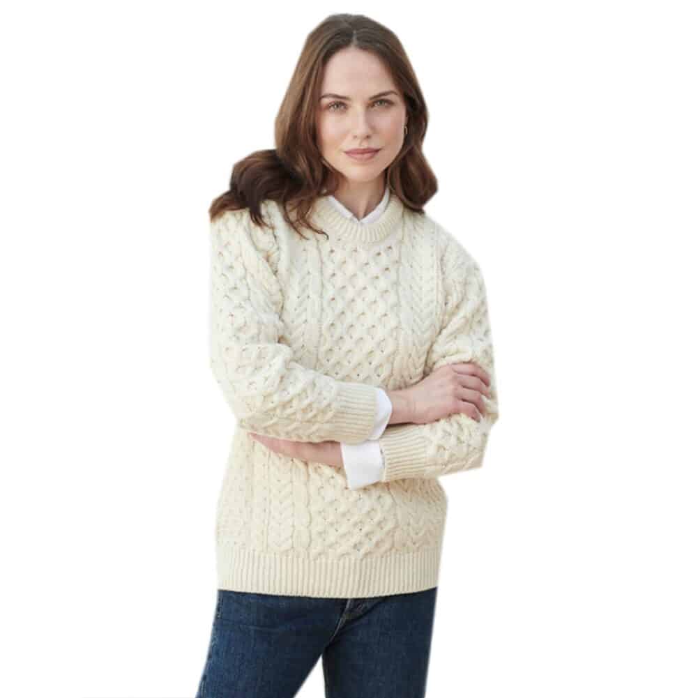 Women's Traditional Irish Wool Sweater Natural Celtic Clothing Company