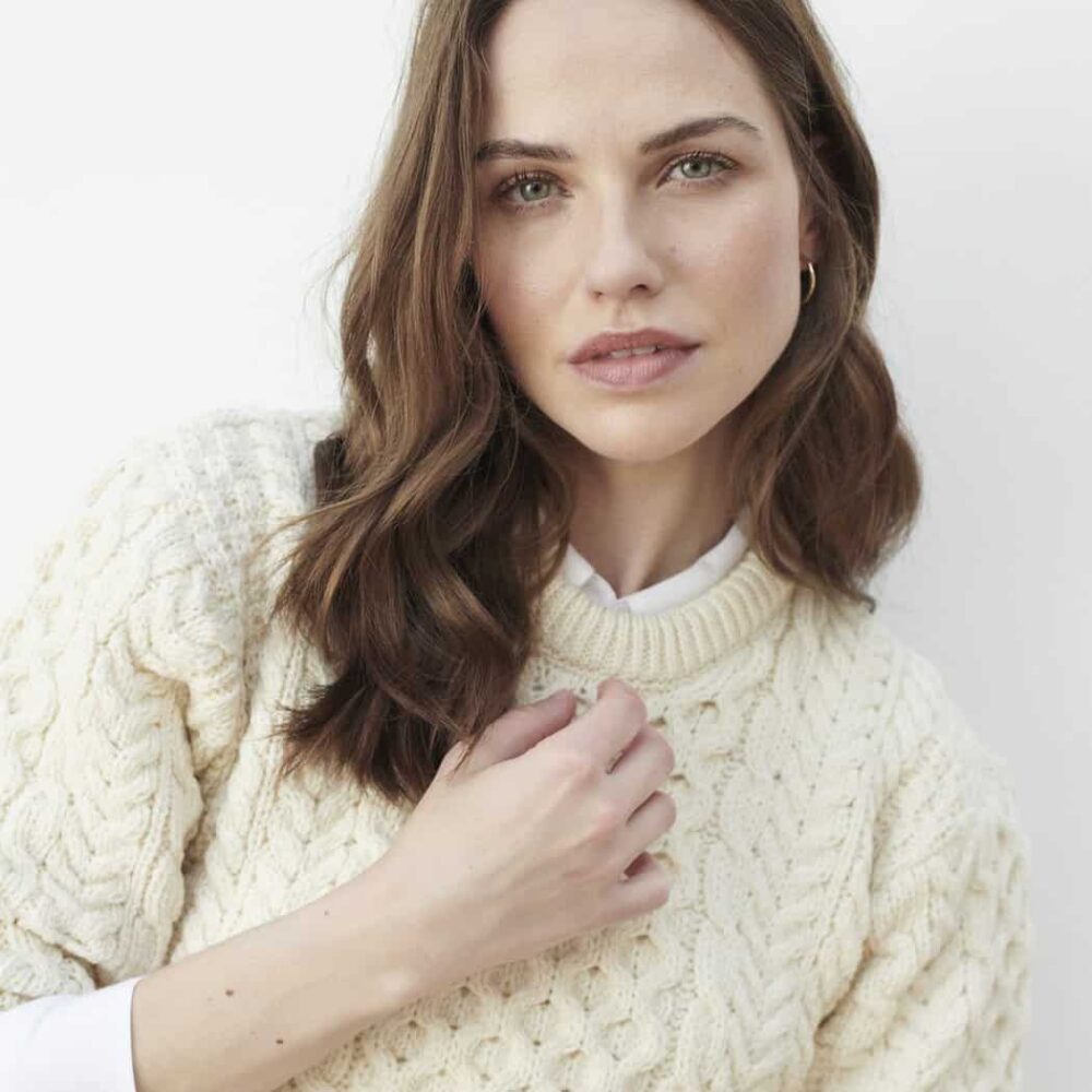Women's Traditional Irish Wool Sweater - Natural